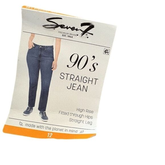 Seven7 Women's High Rise 90s Straight Jeans Size 12 Blue Denim Sustainable - Picture 6 of 7
